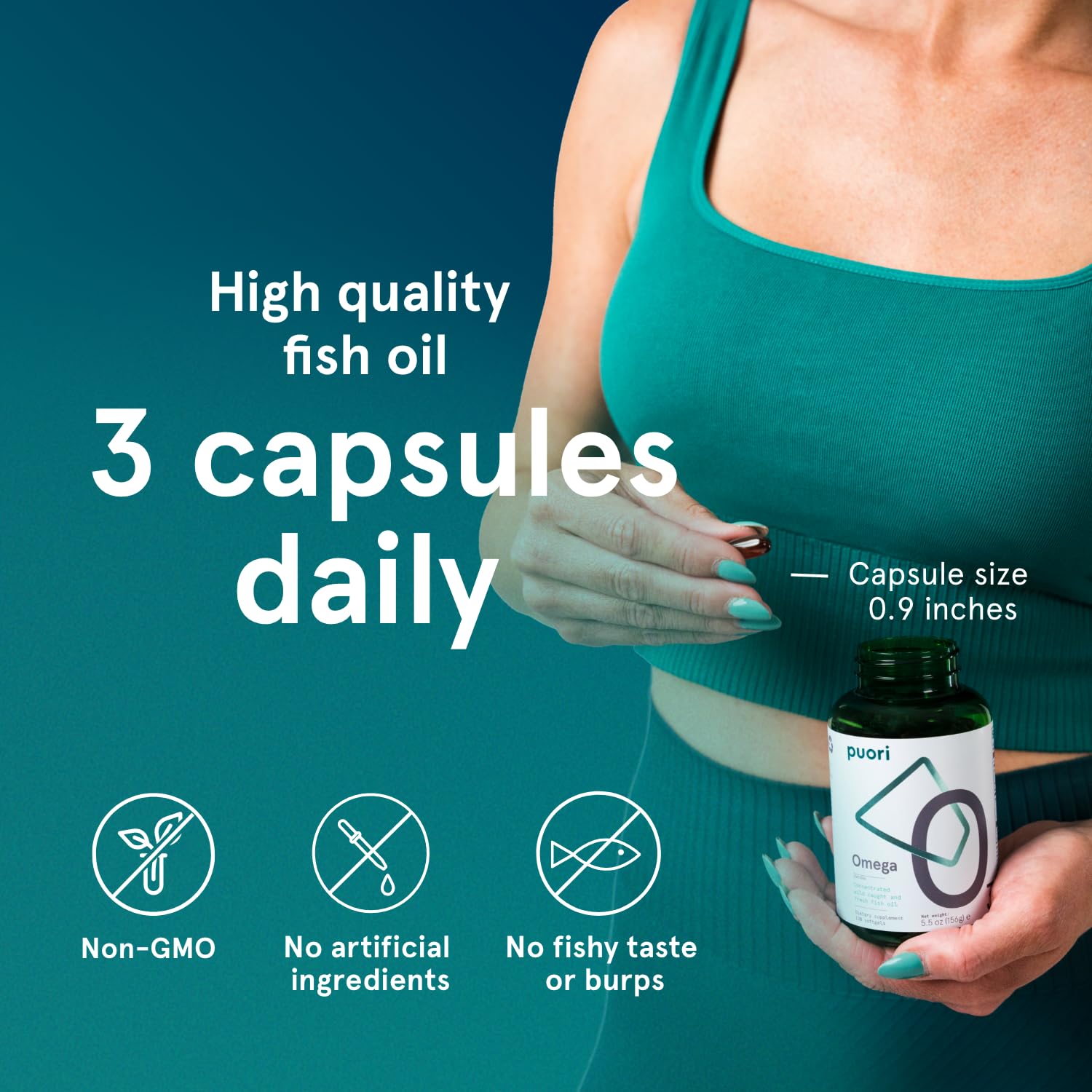 Puori Omega 3 Fish Oil Supplement - Ultra Pure & Burpless Wild Caught Fish Oil with 2000mg Omega 3 Fatty Acids,1250mg EPA & 500mg DHA Supports Heart, Brain & Eye Health - IFOS Certified - 120 Softgels - Maple Wellness Supplements