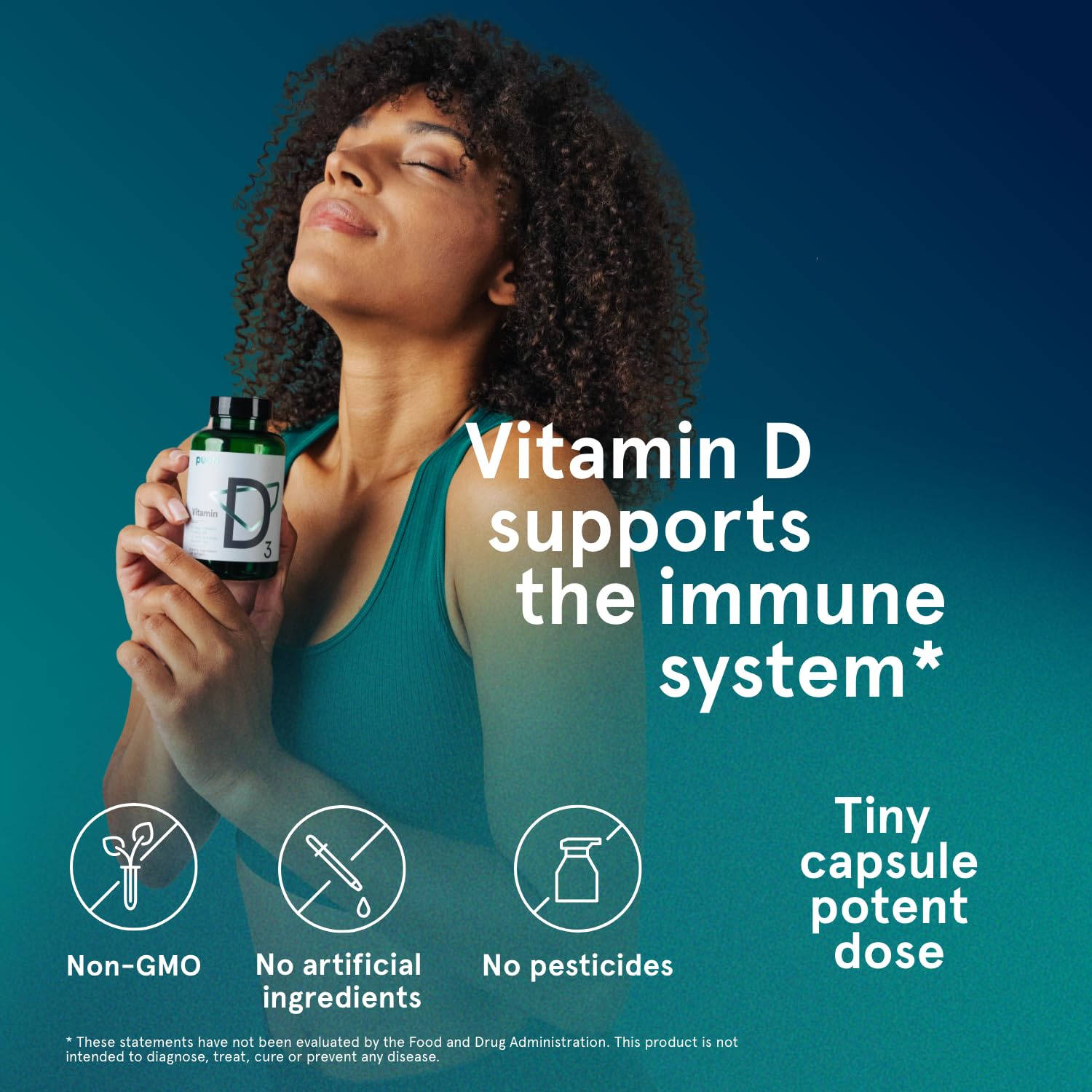 Puori Vitamin D3 Softgels, 2500 IU (62.5 mcg) - Fast Absorbing Vitamin D3 Supplements for Immune System Support, Bone Health & Density and Healthy Muscle Functions - Non-GMO & Gluten-Free - 120 Count - Maple Wellness Supplements