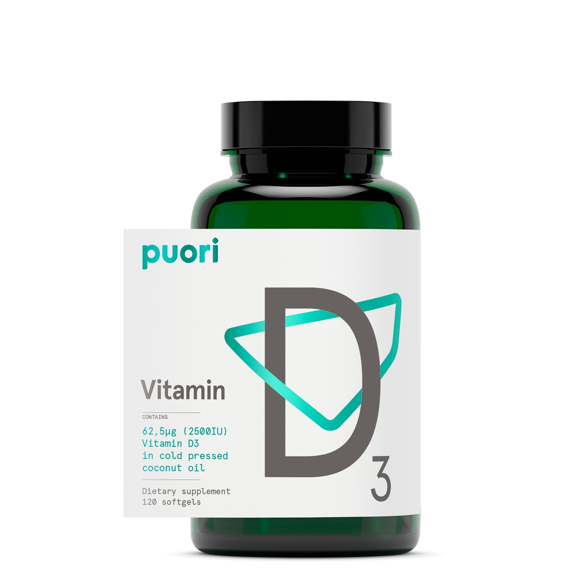 Puori Vitamin D3 Softgels, 2500 IU (62.5 mcg) - Fast Absorbing Vitamin D3 Supplements for Immune System Support, Bone Health & Density and Healthy Muscle Functions - Non-GMO & Gluten-Free - 120 Count - Maple Wellness Supplements