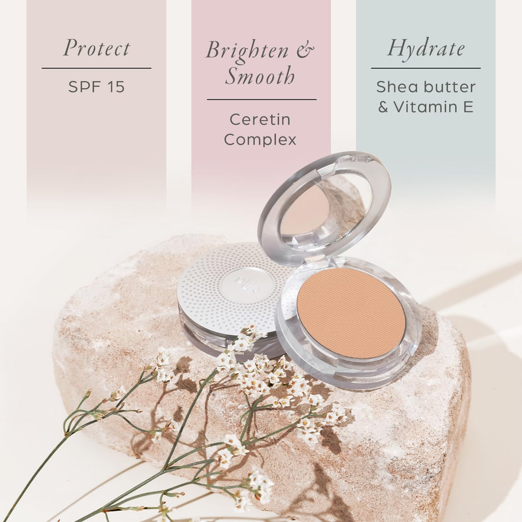 PUR Beauty 4-in-1 Pressed Mineral Makeup Powder Foundation with SPF 15 - Concealer & Finishing Compact Pressed Powder for Face - Buildable Medium to Full Coverage Foundation Powder (Blush Medium) - TrustMedUSA