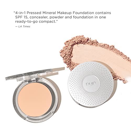 PUR Beauty 4-in-1 Pressed Mineral Makeup Powder Foundation with SPF 15 - Concealer & Finishing Compact Pressed Powder for Face - Buildable Medium to Full Coverage Foundation Powder (Blush Medium) - TrustMedUSA