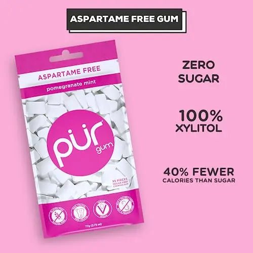 PUR Gum | Aspartame Free Chewing Gum | 100% Xylitol | Natural Pomegranate - TrustMedUSA