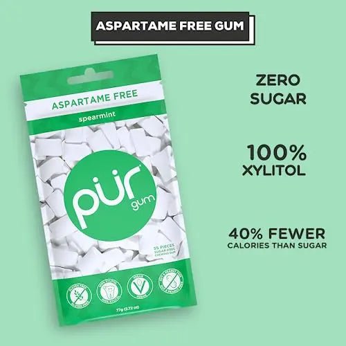 PUR Gum | Aspartame Free Chewing Gum | 100% Xylitol | Natural Spearmint Flavored Gum - TrustMedUSA