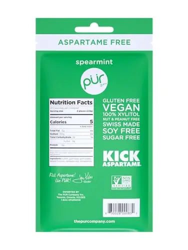 PUR Gum | Aspartame Free Chewing Gum | 100% Xylitol | Natural Spearmint Flavored Gum - TrustMedUSA