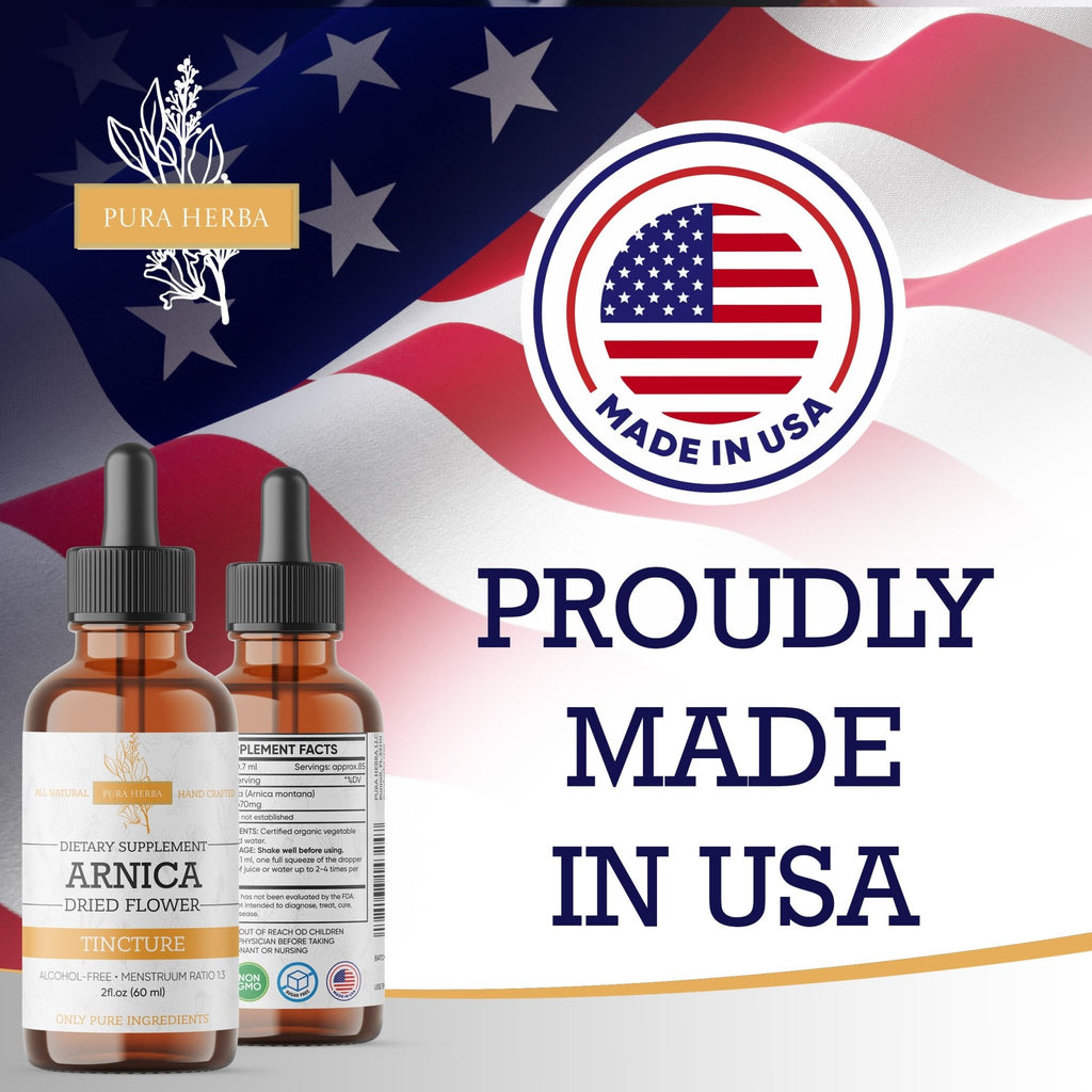 Pura Herba Arnica Liquid Extract – Alcohol-Free, Vegan, Supports Muscle Recovery & Joint Comfort, Fast-Absorbing Tincture, Made in USA – 2 Fl Oz - TrustMedUSA