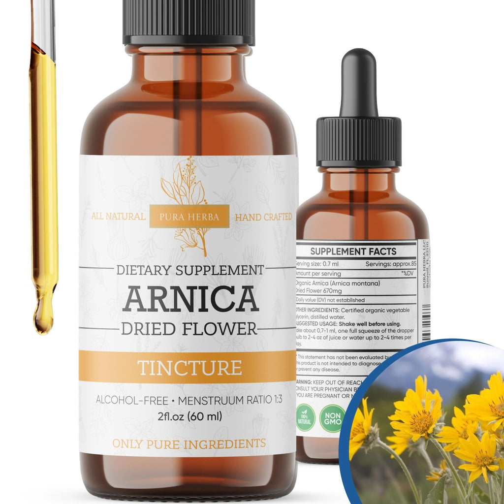 Pura Herba Arnica Liquid Extract – Alcohol-Free, Vegan, Supports Muscle Recovery & Joint Comfort, Fast-Absorbing Tincture, Made in USA – 2 Fl Oz - TrustMedUSA