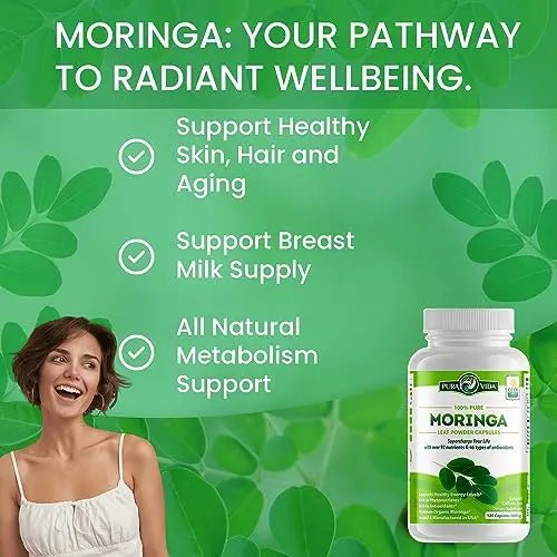PURA VIDA Moringa Capsules Single Origin Moringa Powder Organic. Moringa Leaf - TrustMedUSA