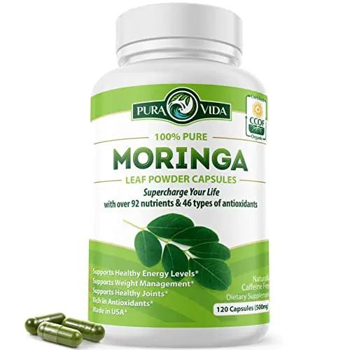 PURA VIDA Moringa Capsules Single Origin Moringa Powder Organic. Moringa Leaf - TrustMedUSA