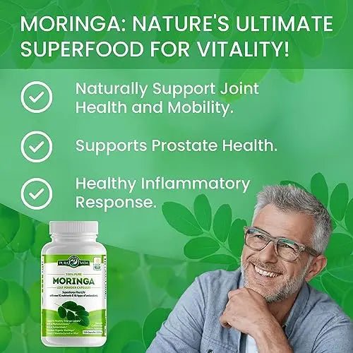 PURA VIDA Moringa Capsules Single Origin Moringa Powder Organic. Moringa Leaf - TrustMedUSA
