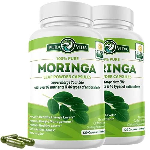 PURA VIDA MORINGA Moringa Capsules Single Origin Organic Moringa Powder. Moringa - TrustMedUSA