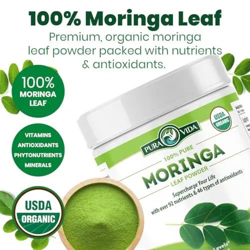 PURA VIDA MORINGA Moringa Powder Organic Single Origin - Premium 100% Leaf Powder - TrustMedUSA