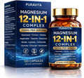 Puravita 12 in 1 Magnesium Complex Capsules - 700mg High Absorption Blend with Glycinate, Citrate, Malate, Oxide & Taurate. Supports Muscle Function, Nerve Health & Relaxation - 120 Capsules (1) - TrustMedUSA