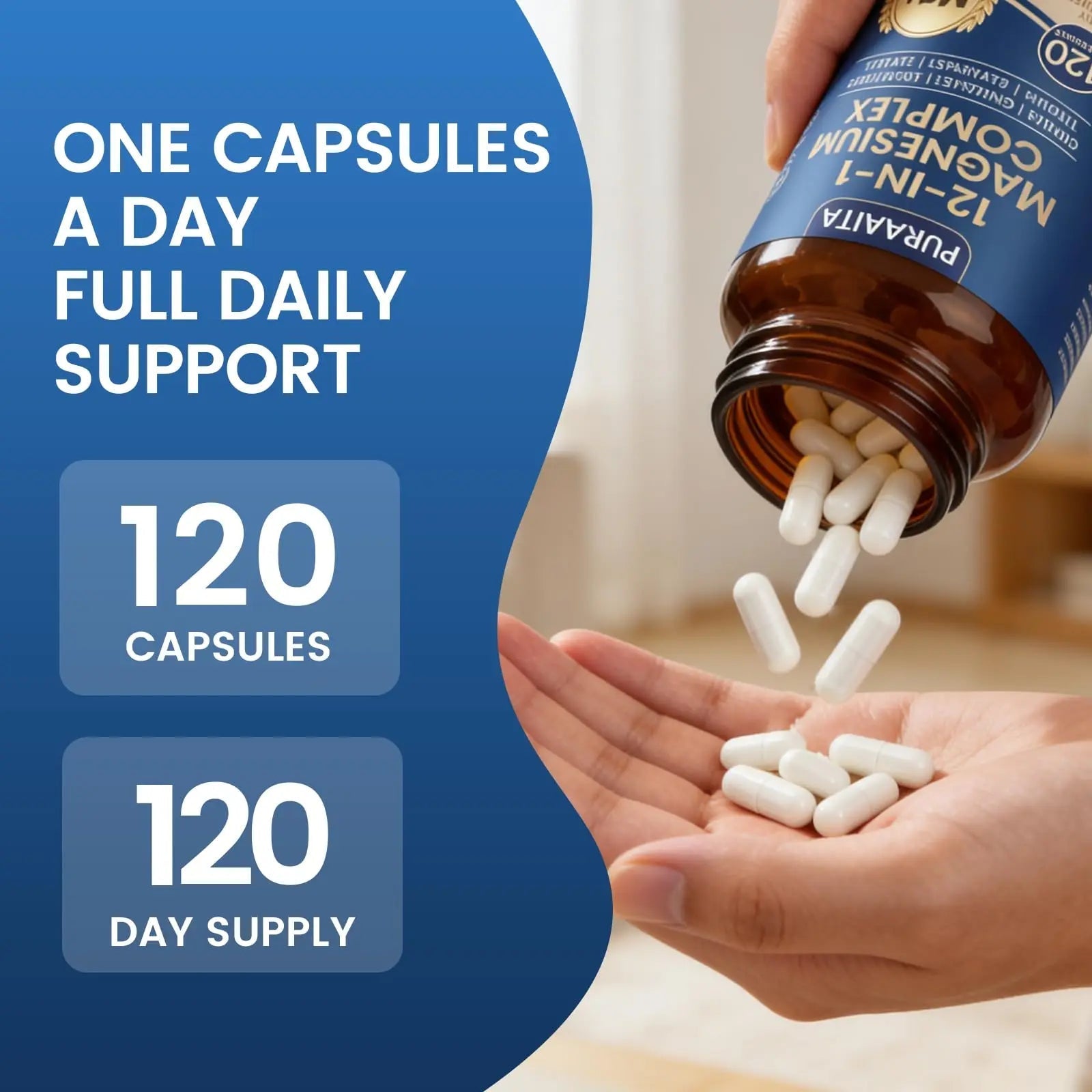 Puravita Magnesium Complex - Puravita 12 in 1 Magnesium Supplement with Glycinate, Citrate, Malate, Oxide, Taurat & More for Muscle, Nerve & Sleep Support, 120 Count - TrustMedUSA
