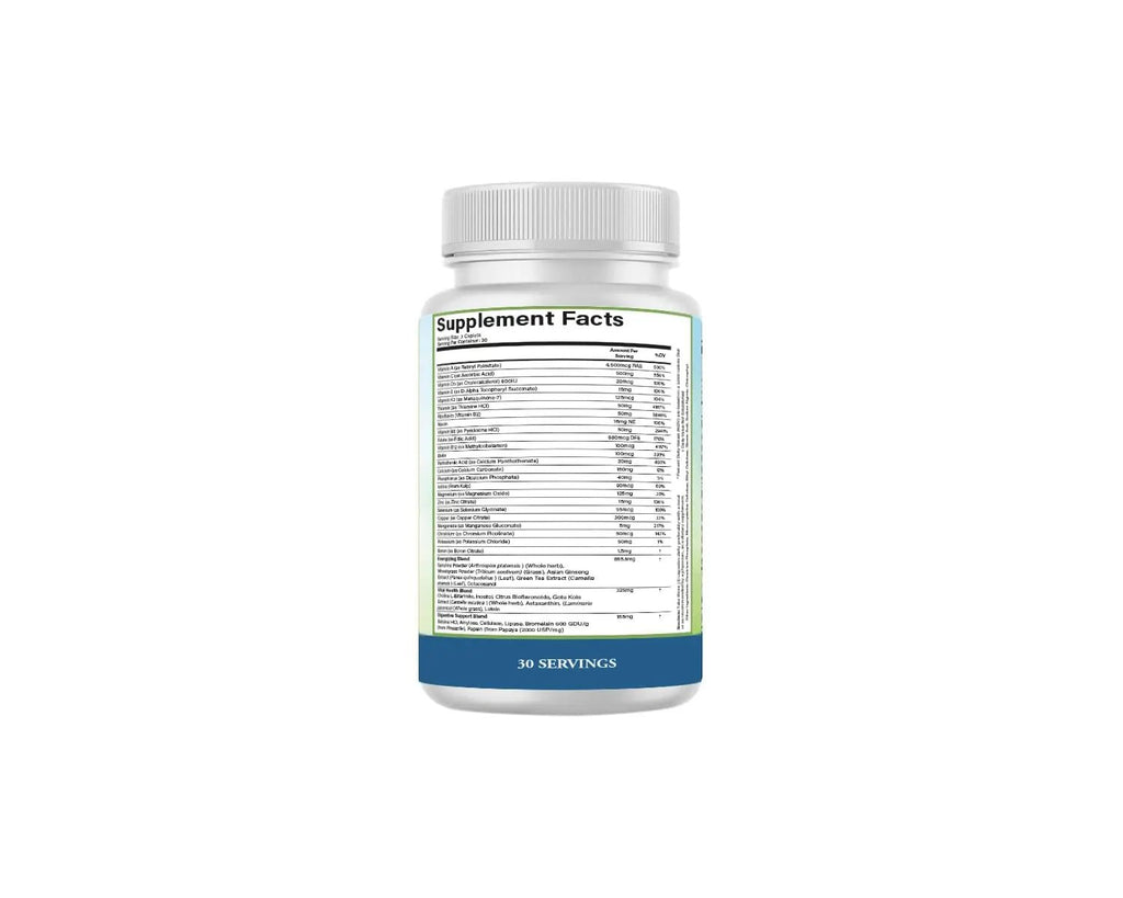 PURE Adult Multivitamin with Vitamins A, C, D3, B12, Minerals, Digestive Enzymes, 90 Capsules, 30 Servings - TrustMedUSA