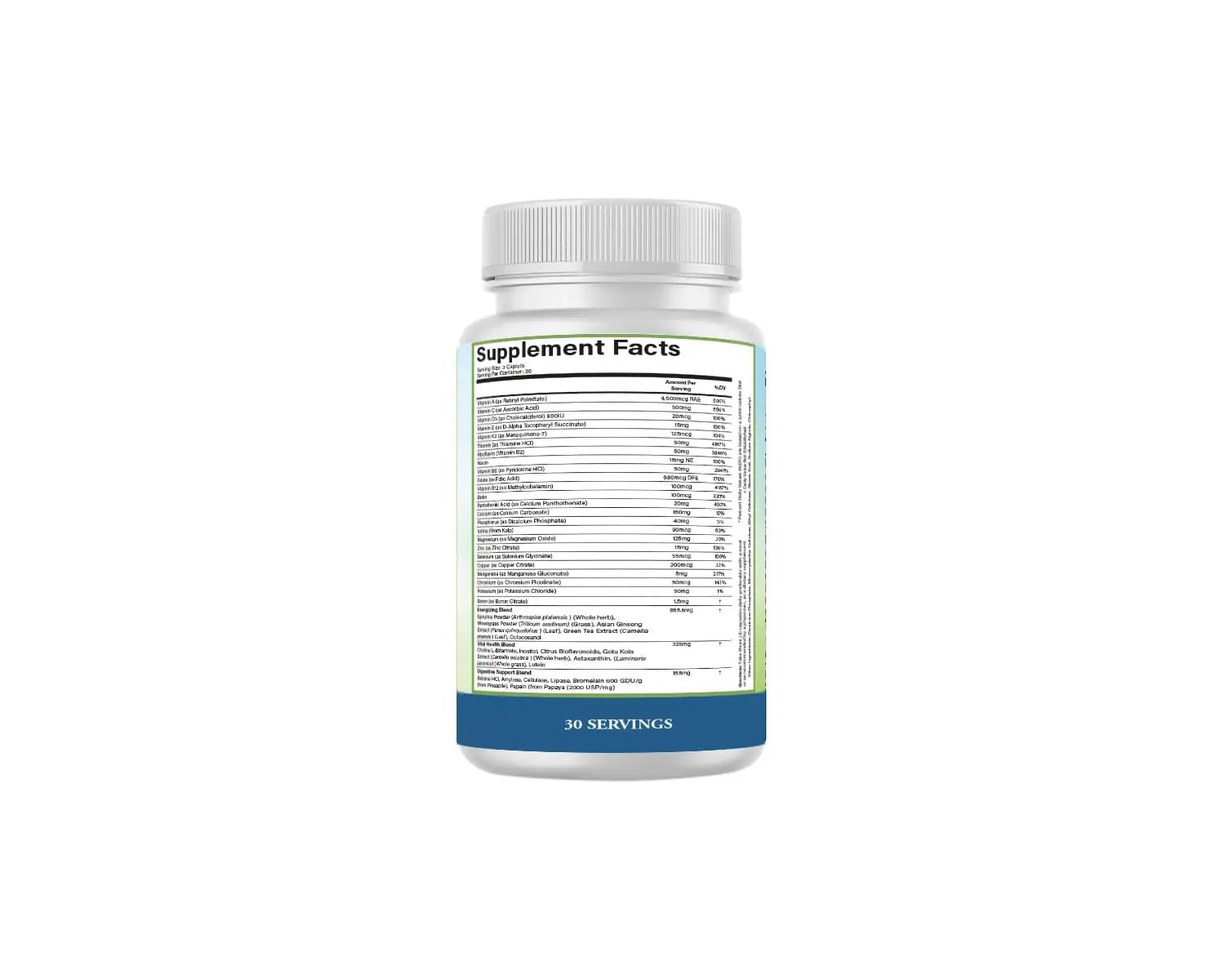 PURE Adult Multivitamin with Vitamins A, C, D3, B12, Minerals, Digestive Enzymes, 90 Capsules, 30 Servings - TrustMedUSA