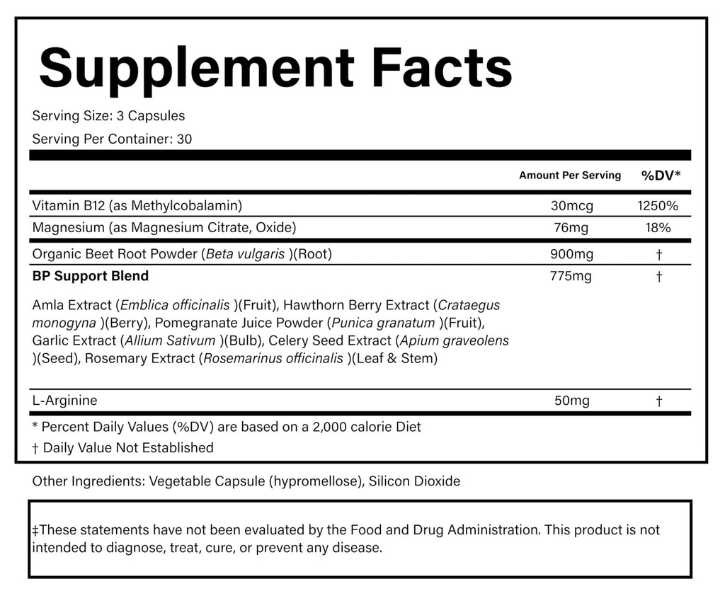 PURE® Beets+ Organic Beet Root Capsules - 900mg - 90 Count, 30 Servings - Blood Pressure & Circulation Support Supplement - with L-Arginine, Hawthorn Berry & B12 - Cardiovascular Health - Made in USA - TrustMedUSA