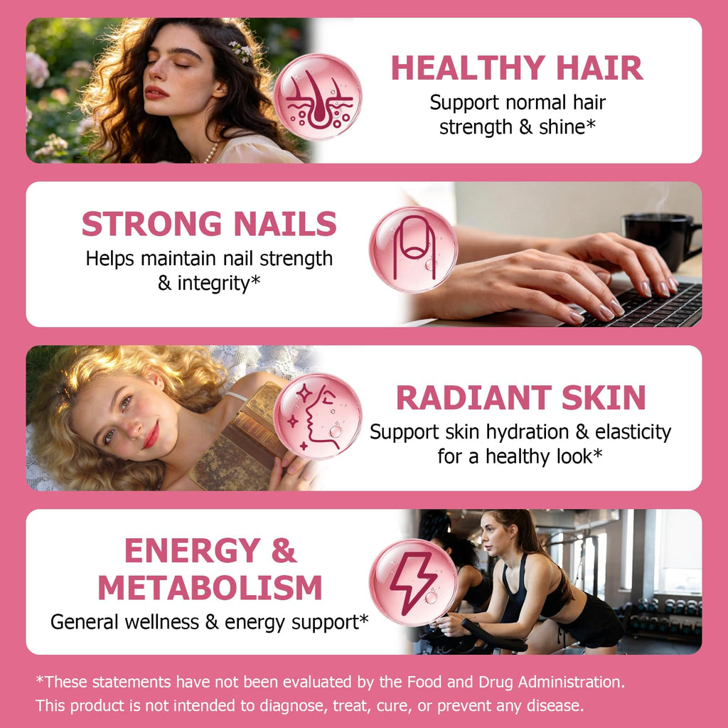 Pure Biotin 10000mcg Liquid Drop Optimal Solutions Hair Skin & Nails Vitamins Support w. Collagen Keratin Hyaluronic Acid Saw Palmetto, Biotin(Vitamin B7) for Hair Growth & Cellular Energy - TrustMedUSA