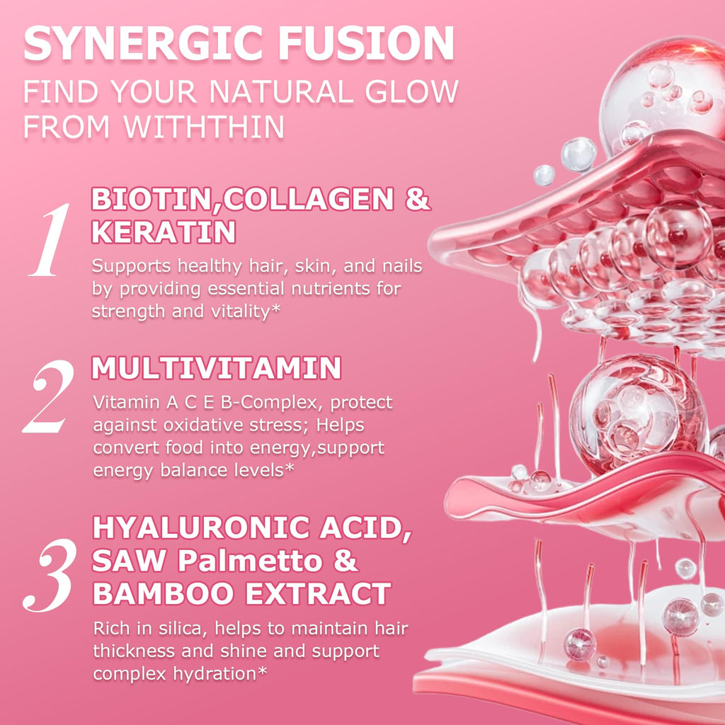 Pure Biotin 10000mcg Liquid Drop Optimal Solutions Hair Skin & Nails Vitamins Support w. Collagen Keratin Hyaluronic Acid Saw Palmetto, Biotin(Vitamin B7) for Hair Growth & Cellular Energy - TrustMedUSA