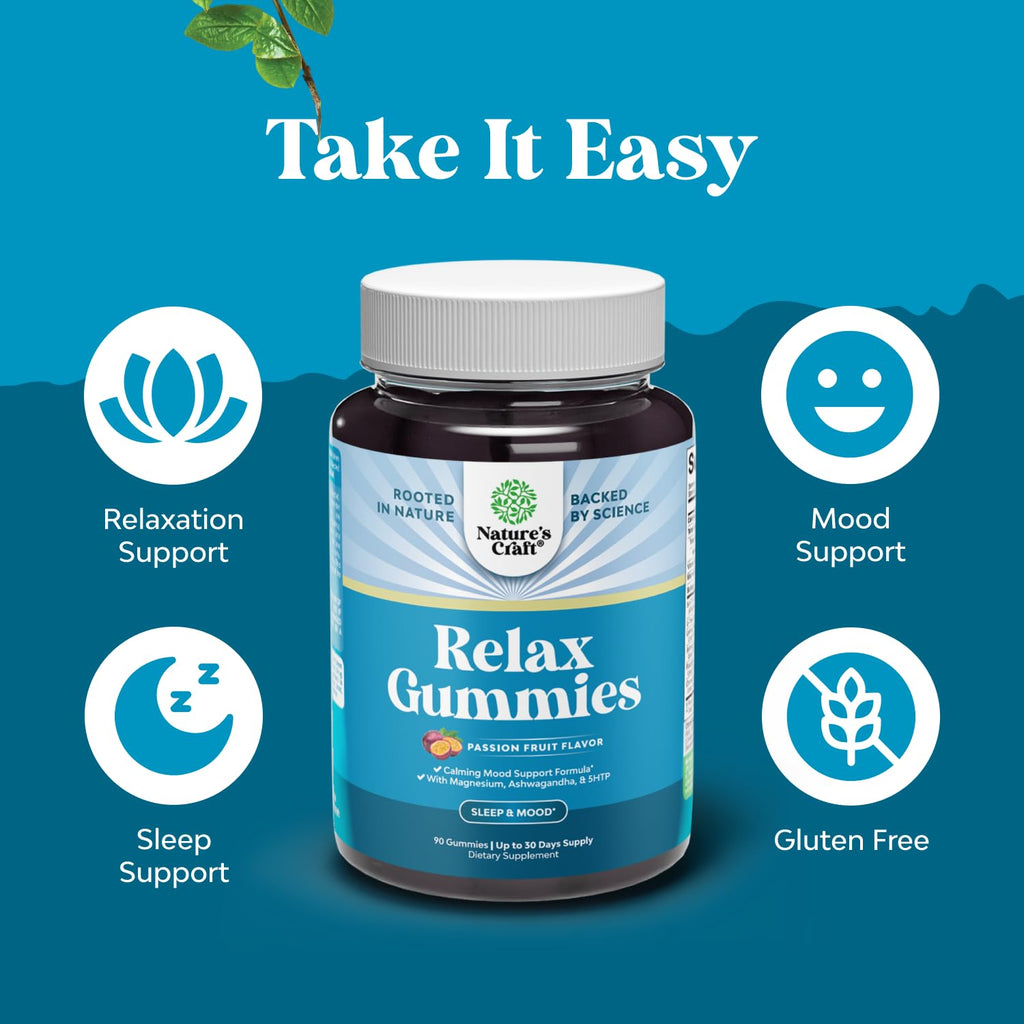 Pure Calm and Relaxing Magnesium Supplement - Magnesium for Stress Support & Rest Ease for Adults - High Absorption Mg Citrate Gummies with L Theanine & Ashwagandha for Muscle Cramps - 90 Count - TrustMedUSA