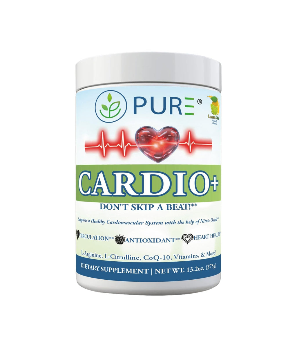 PURE® Cardio+ Nitric Oxide Heart & Circulation Support - 5000mg L-Arginine & 1000mg L-Citrulline - Lemon Lime, 30 Servings Powder, 375 Grams - CoQ10 Beet Root - High Potency Cardiovascular Formula - TrustMedUSA