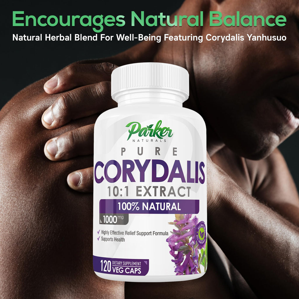 Pure Corydalis Root Extract Capsule - 1000mg Strength, 10:1 Corydalis Yanhusuo Extract, Natural Relief, Long Lasting, 100% Vegetarian, 60 Servings, 120 Count - TrustMedUSA
