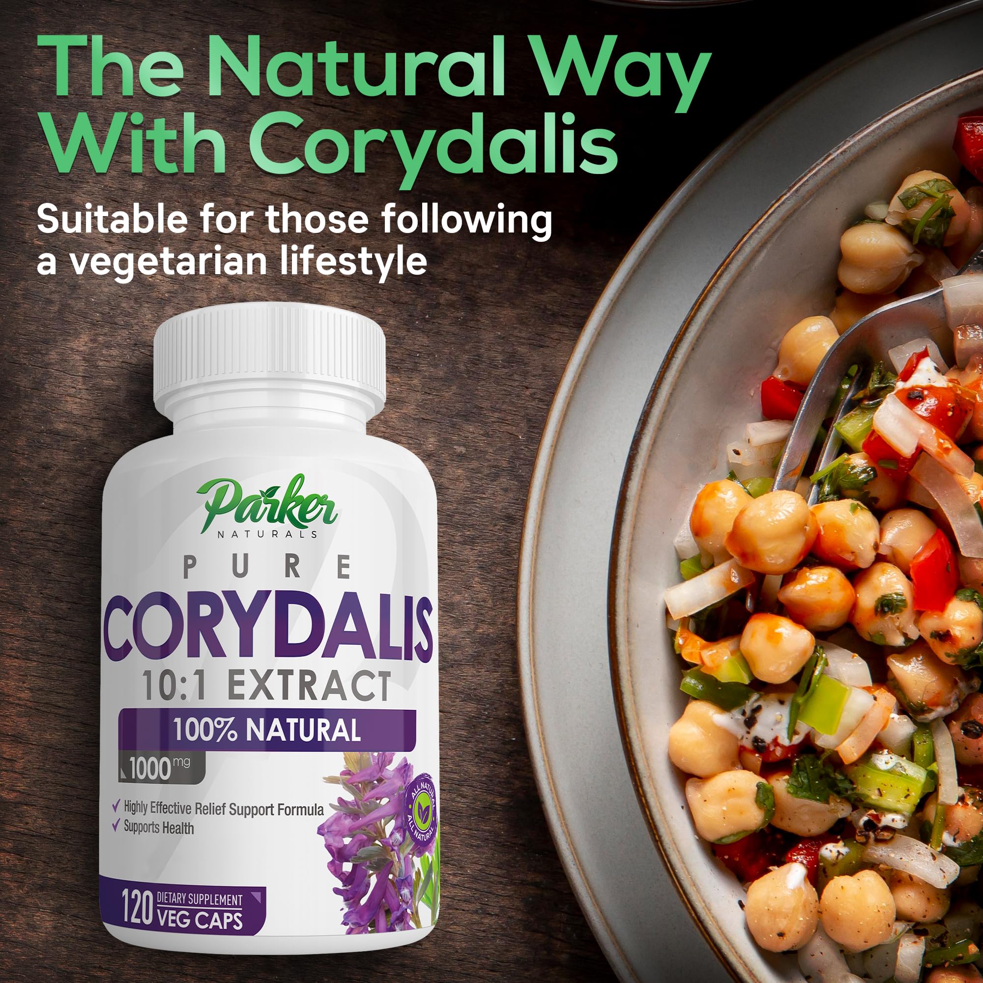 Pure Corydalis Root Extract Capsule - 1000mg Strength, 10:1 Corydalis Yanhusuo Extract, Natural Relief, Long Lasting, 100% Vegetarian, 60 Servings, 120 Count - TrustMedUSA