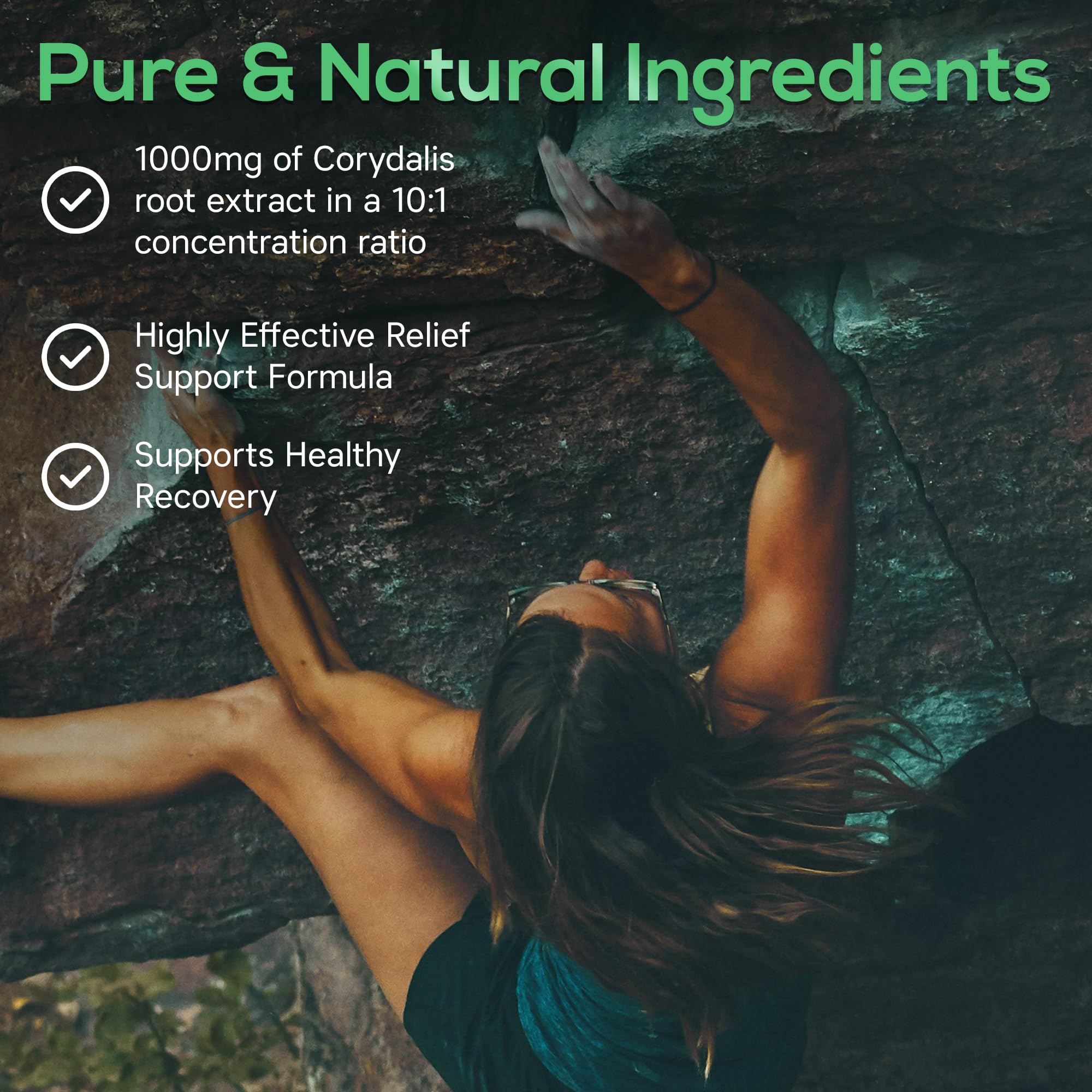 Pure Corydalis Root Extract Capsule - 1000mg Strength, 10:1 Corydalis Yanhusuo Extract, Natural Relief, Long Lasting, 100% Vegetarian, 60 Servings, 120 Count - TrustMedUSA