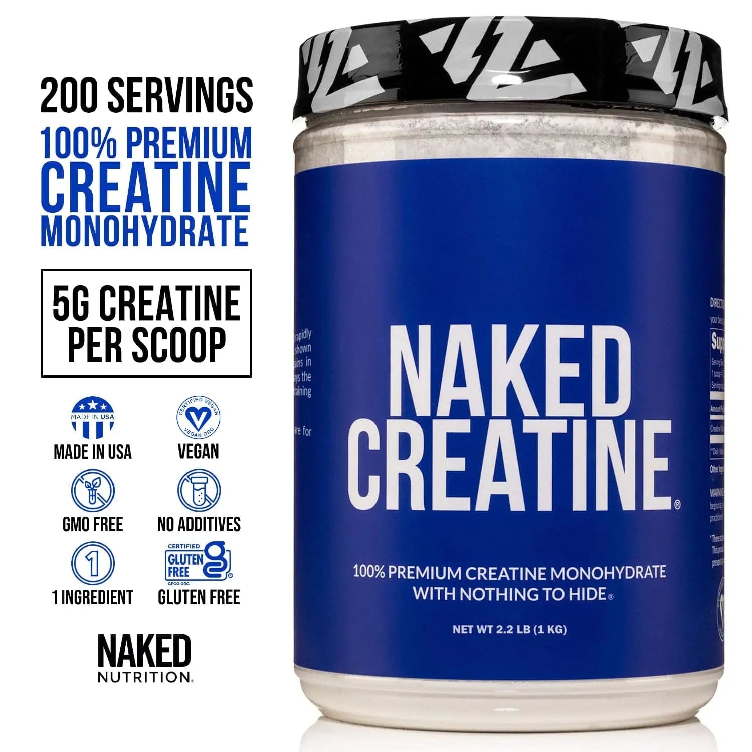 Pure Creatine Monohydrate – 200 Servings - 1,000 Grams, 2.2lb Bulk, Vegan, Non-GMO - TrustMedUSA