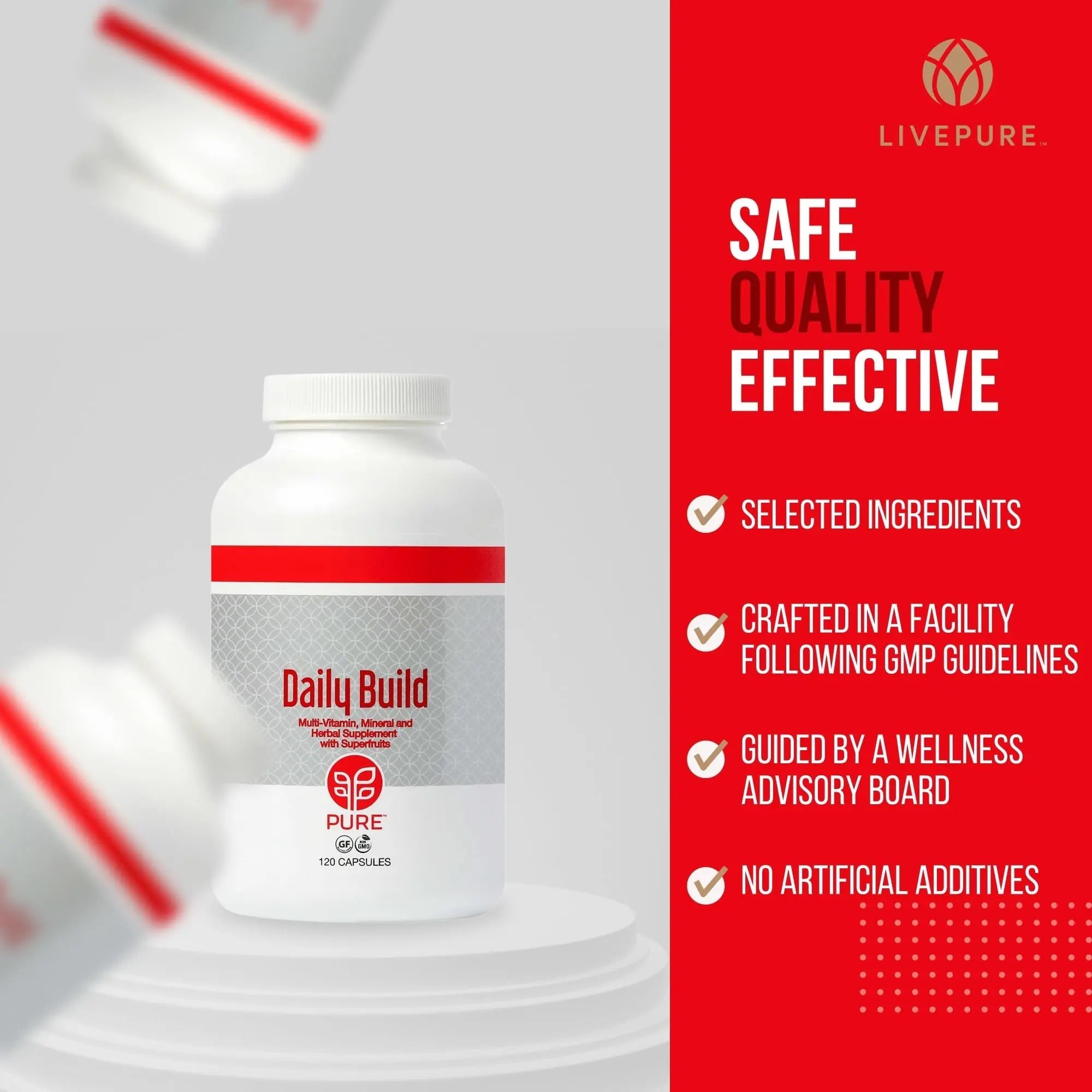 PURE Daily Build | 120 Capsules | Advanced Multivitamin Supplement | Enhanced with Essential Vitamins, Minerals - TrustMedUSA