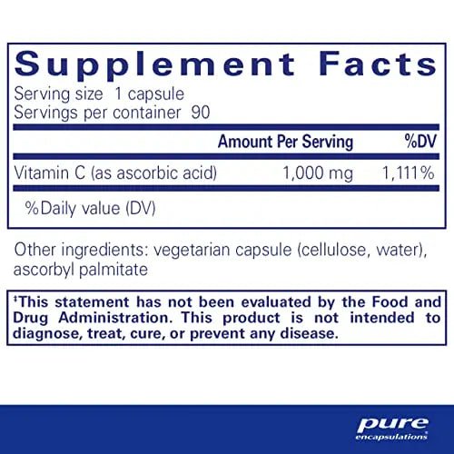 Pure Encapsulations Ascorbic Acid Capsules, 90 Capsules - TrustMedUSA