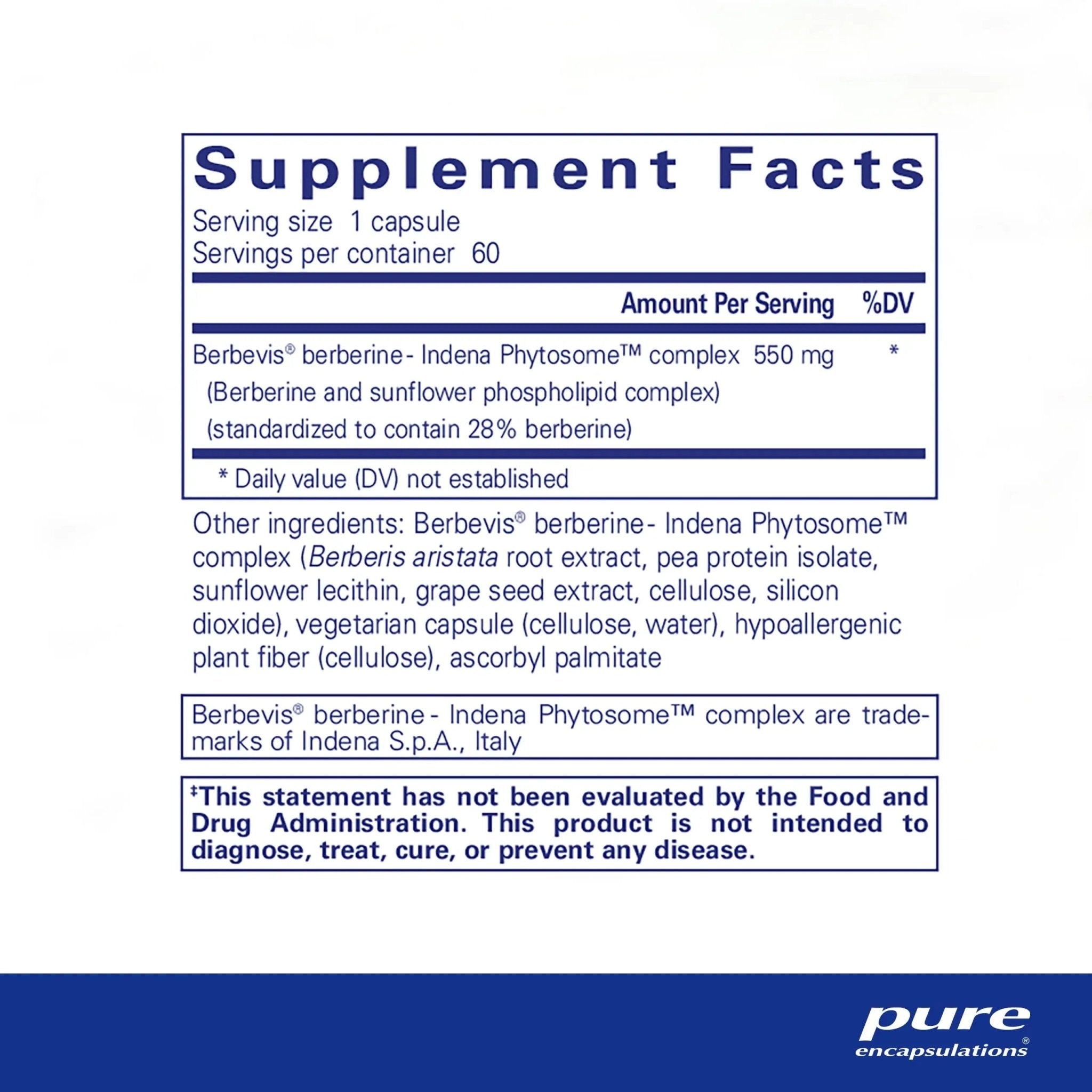 Pure Encapsulations Berberine UltraSorb | Enhanced Absorption Berberine | 60 Capsules - TrustMedUSA