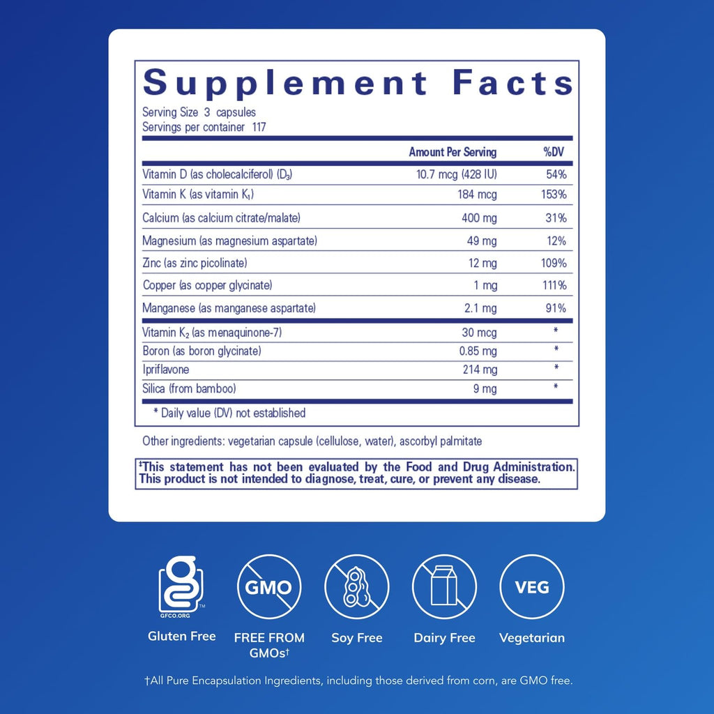 Pure Encapsulations +Cal+ with Ipriflavon | Mineral, Vitamin, and Herbal Supplement to Promote Skeletal Strength | 351 Capsules - TrustMedUSA