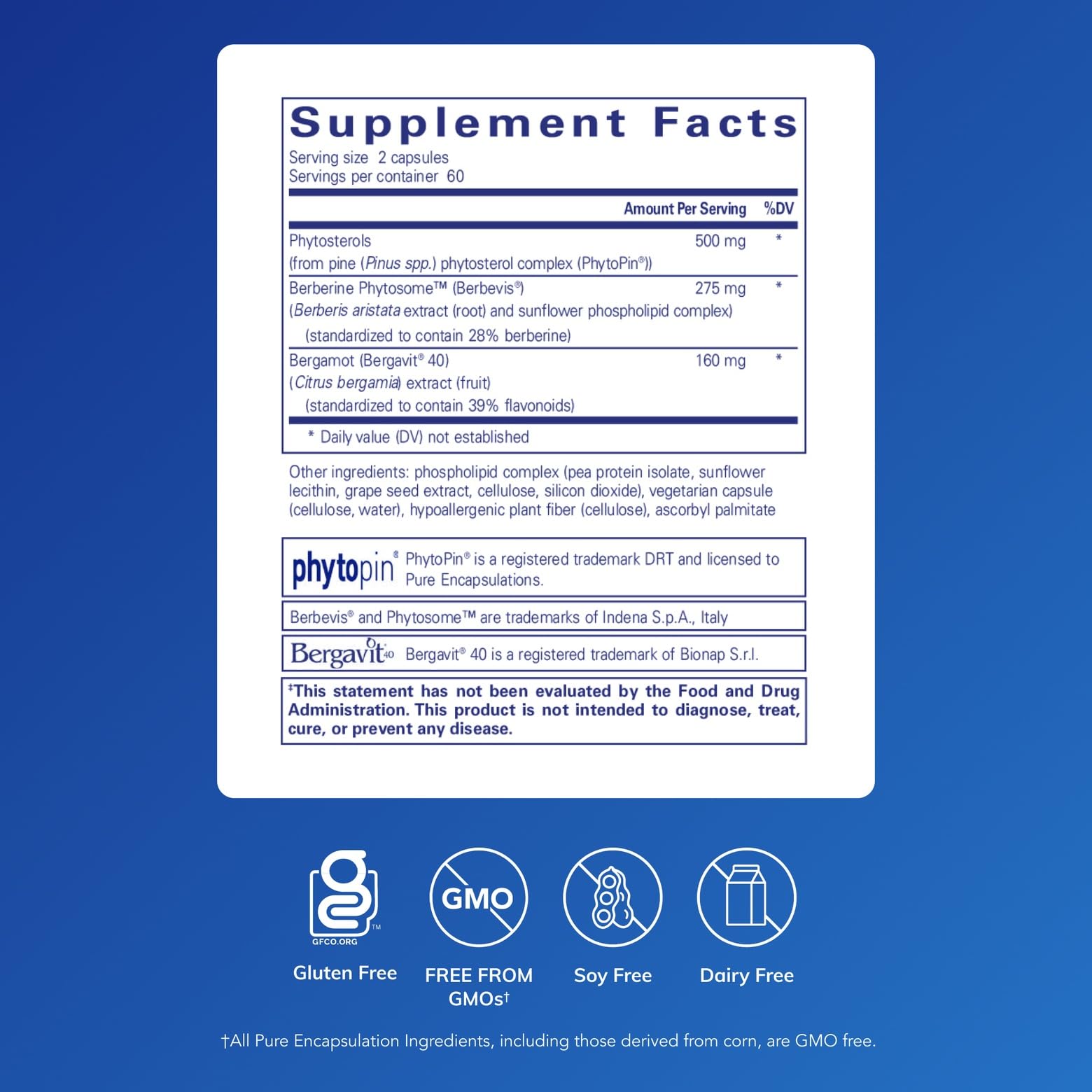 Pure Encapsulations CholestePure Plus 120's - Supports Lipid Metabolism & Heart Health* - Berberine Supplement - with Citrus Bergamot - Gluten Free & Non-GMO - 120 Capsules - TrustMedUSA