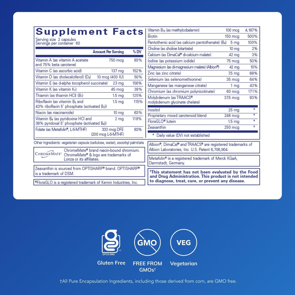 Pure Encapsulations Junior Nutrients - Kids & Teens Multivitamin - Without Iron - with Calcium, Vitamin D3 & Vitamin C - Non-GMO & Vegetarian - 120 Capsules - TrustMedUSA