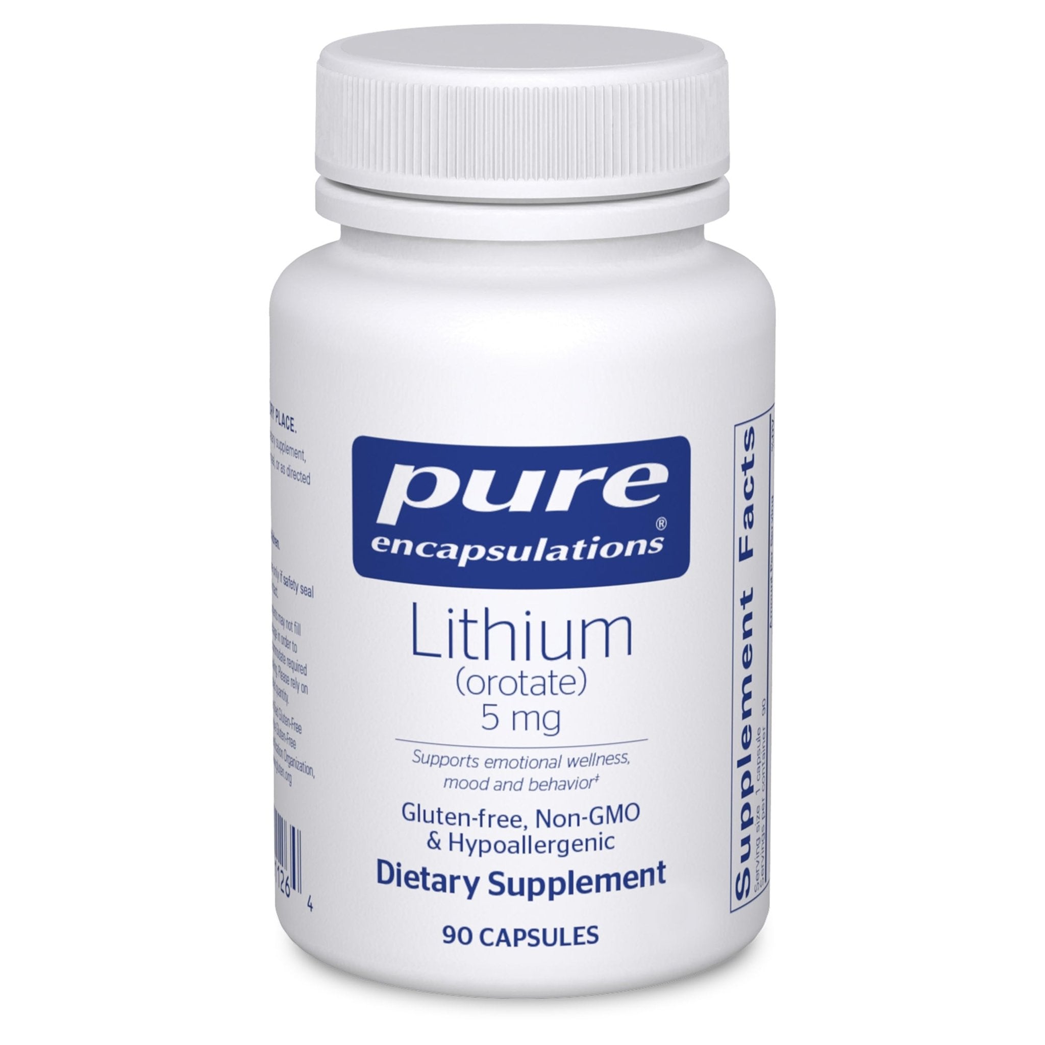 Pure Encapsulations Lithium Orotate 5 mg - Brain Support Supplement - with N-Acetyl-L-Cysteine (NAC) for Memory & Brain Behavior* - TrustMedUSA