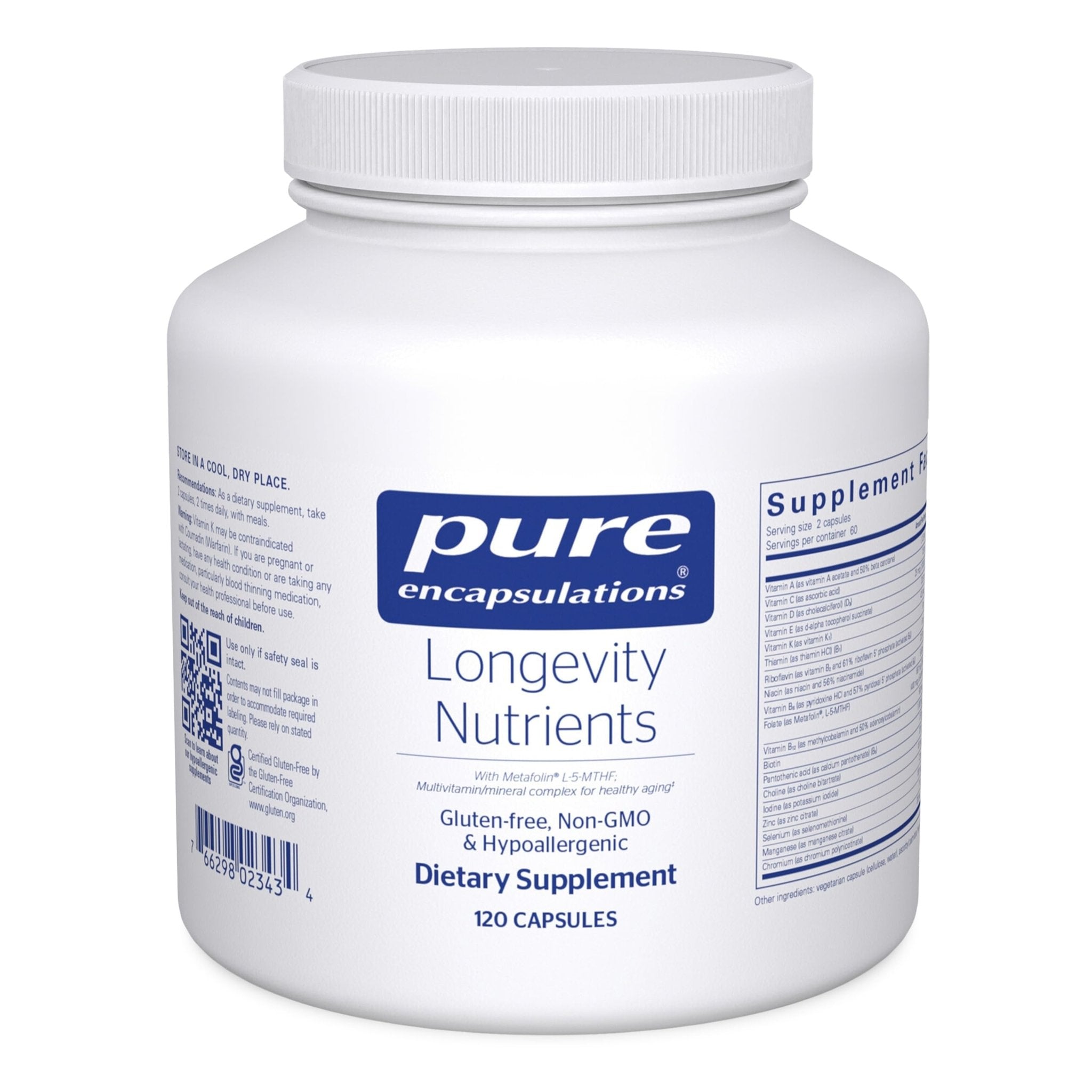 Pure Encapsulations Longevity Nutrients | Multivitamin/Mineral Complex to Support Healthy Aging, Brain Function, Eyes, Bones, and Vascular Health* | 120 Capsules - TrustMedUSA