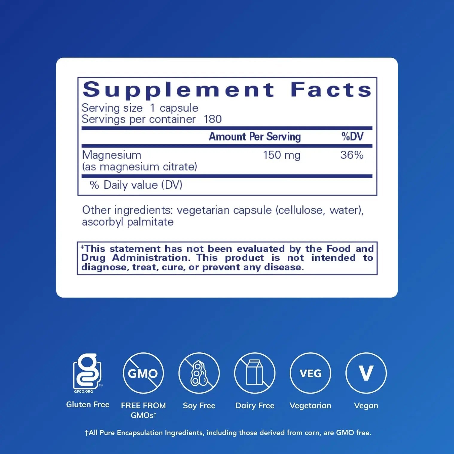 Pure Encapsulations Magnesium (Citrate) - Supplement for Sleep, Heart Health, Cognitive Health, Bone Health, Energy, Muscles, and Metabolism* - with Premium Magnesium - 180 Capsules - TrustMedUSA
