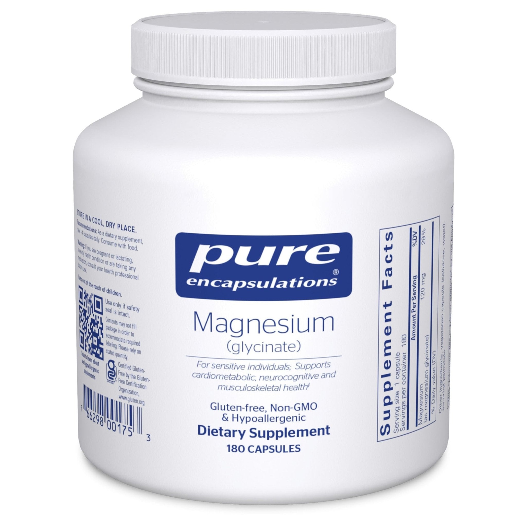 Pure Encapsulations Magnesium (Glycinate) - Supplement to Support Stress Relief, Sleep, Heart Health, Nerves, Muscles, and Metabolism* - with Magnesium Glycinate - 180 Capsules - TrustMedUSA