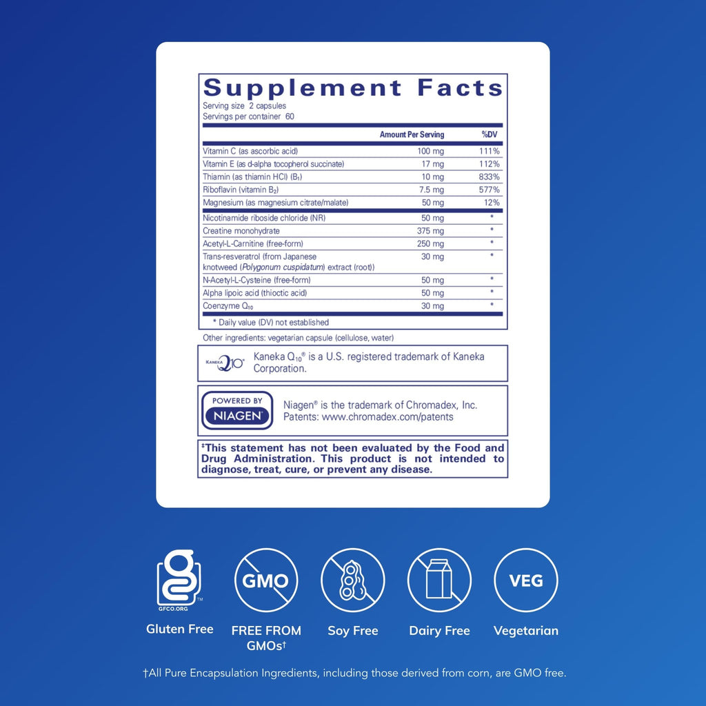 Pure Encapsulations Mitochondria-ATP - Mitochondrial Support - ATP Production Aid* - with Vitamin C, Vitamin E & Thiamin - Antioxidant Support - 120 Capsules - TrustMedUSA