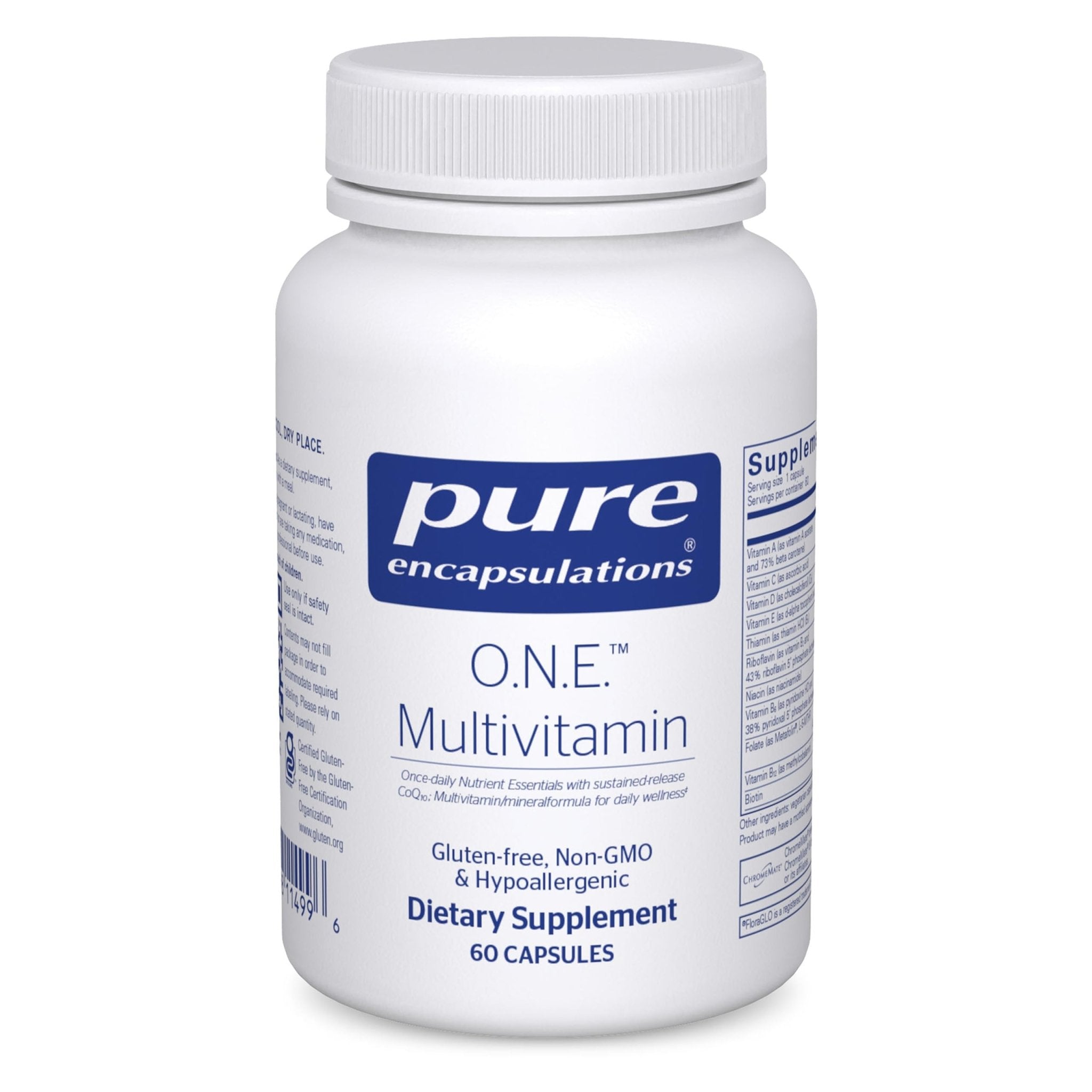 Pure Encapsulations O.N.E. Multivitamin - Once Daily Multivitamin with Antioxidant Complex Metafolin, CoQ10, and Lutein to Support Vision, Cognitive Function, and Cellular Health* - 60 Capsules - TrustMedUSA