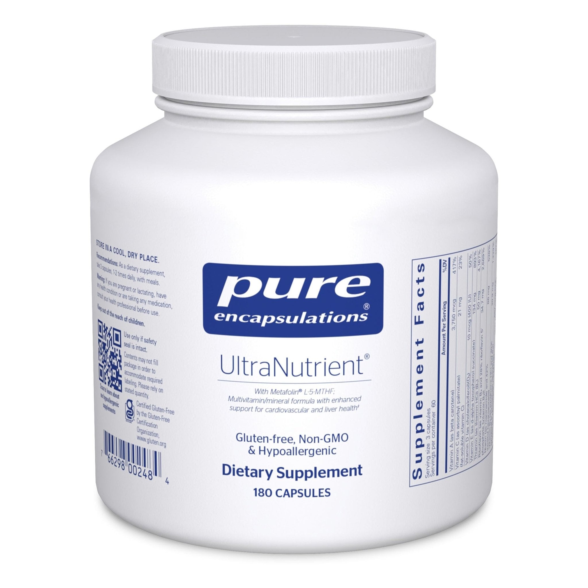 Pure Encapsulations UltraNutrient - Minerals & Multivitamins - Supports Liver & Heart Health* - Supplement for Antioxidants - with Vitamin C, CoQ10 & More - Gluten Free - 180 Capsules - TrustMedUSA