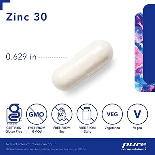 Pure Encapsulations Zinc 30 mg - Highly Absorbable - 60 Capsules - TrustMedUSA