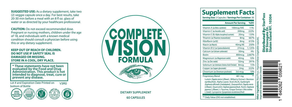 Pure Eye Health Vitamin & Mineral Supplements for Adults | 1 Complete Research Vision Formula w/Bilberry, Lutein, Zeaxanthin, Lycopene, Resveratrol | Supports Eye Strain, Dry Eyes 60 Capsules - TrustMedUSA