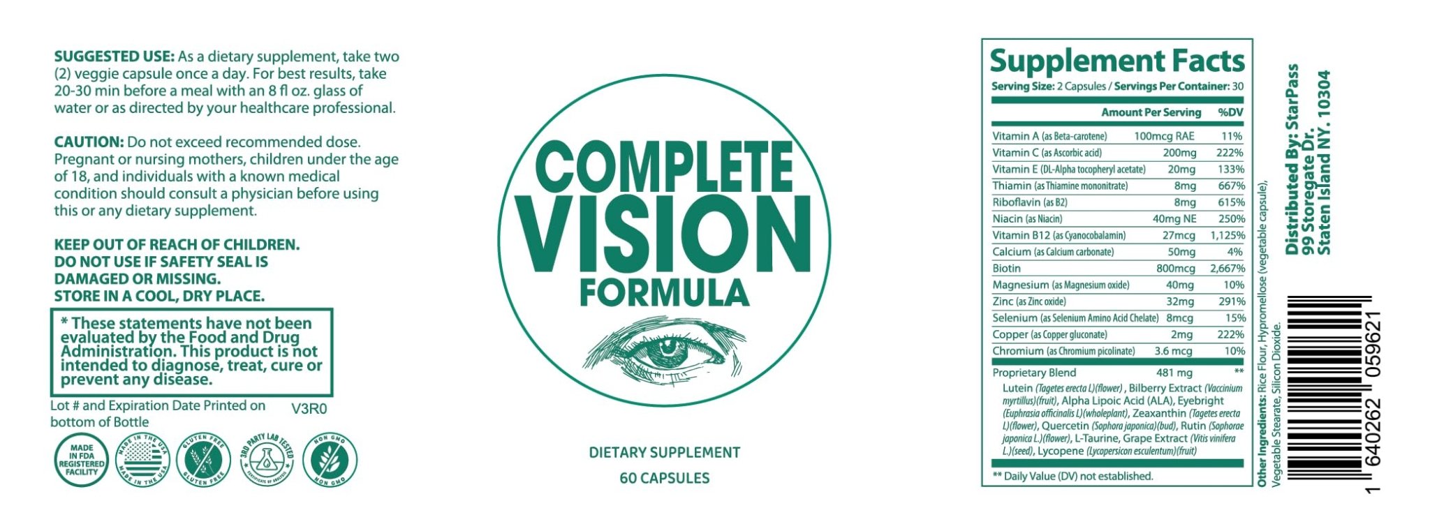 Pure Eye Health Vitamin & Mineral Supplements for Adults | 1 Complete Research Vision Formula w/Bilberry, Lutein, Zeaxanthin, Lycopene, Resveratrol | Supports Eye Strain, Dry Eyes 60 Capsules - TrustMedUSA