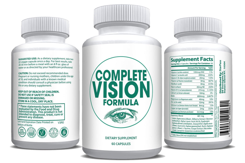Pure Eye Health Vitamin & Mineral Supplements for Adults | 1 Complete Research Vision Formula w/Bilberry, Lutein, Zeaxanthin, Lycopene, Resveratrol | Supports Eye Strain, Dry Eyes 60 Capsules - TrustMedUSA