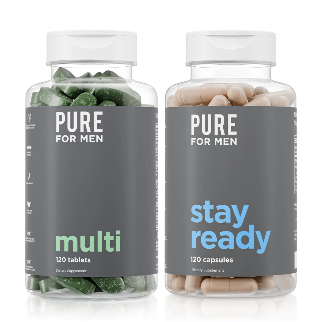 Pure for Men Original Stay Ready Fiber Supplement (120 Capsules) + Vegan Multivitamin (120 Capsules) - TrustMedUSA