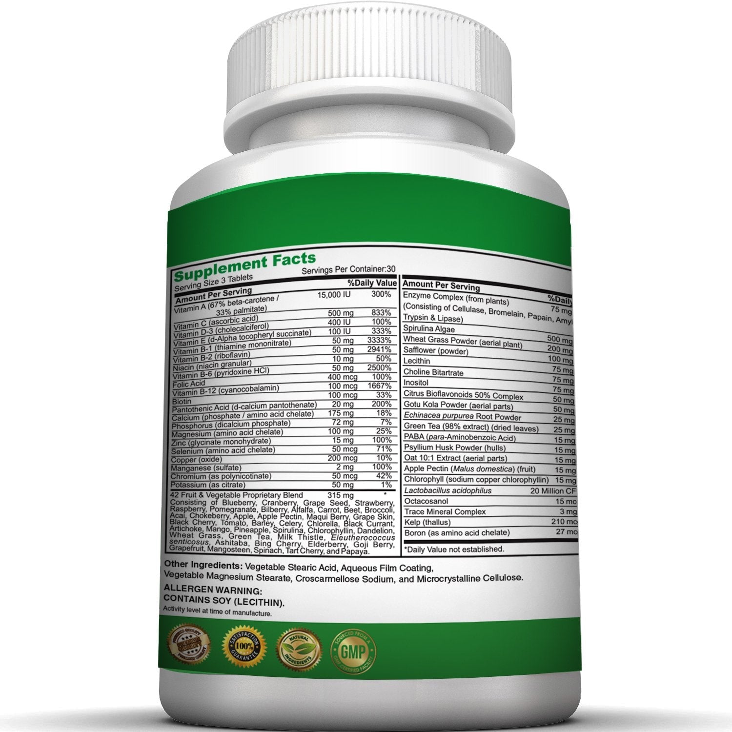 Pure Heathland Non-GMO Super Daily Multivitamin for Adults – 42 Natural Fruits & Vegetables Blend with 21 Essential Vitamins & Minerals – Vegan Coating Tablets, 90 Count, Made in USA - TrustMedUSA
