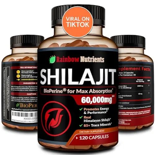 Pure Himalayan Shilajit Capsules Supplement (60,000mg+ Absorption Enhancer+50% - TrustMedUSA