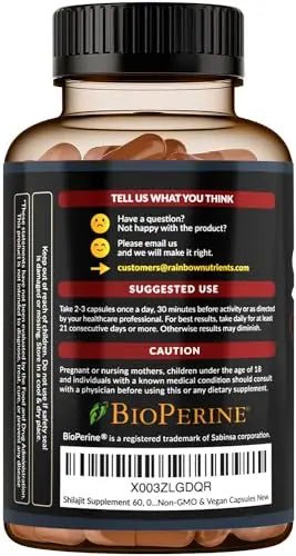 Pure Himalayan Shilajit Capsules Supplement (60,000mg+ Absorption Enhancer+50% - TrustMedUSA