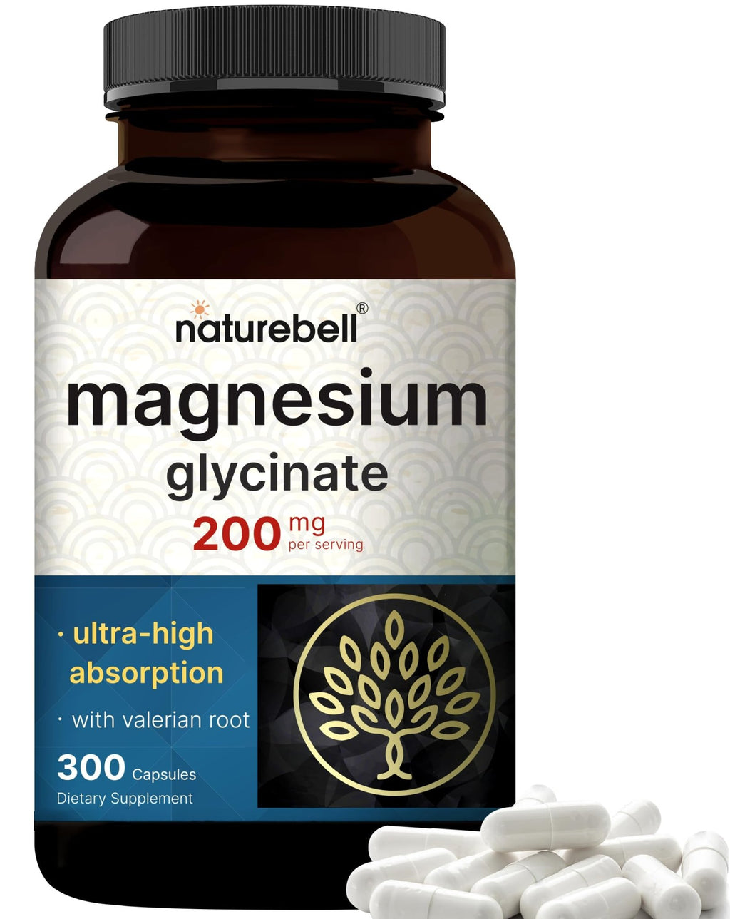 Pure Magnesium Glycinate for Sleep, 200mg with Valerian Root, 300 Capsules | 100% Chelated & Purified Mineral Supplement – Ultra High Absorption – Non-GMO, Gluten Free - TrustMedUSA